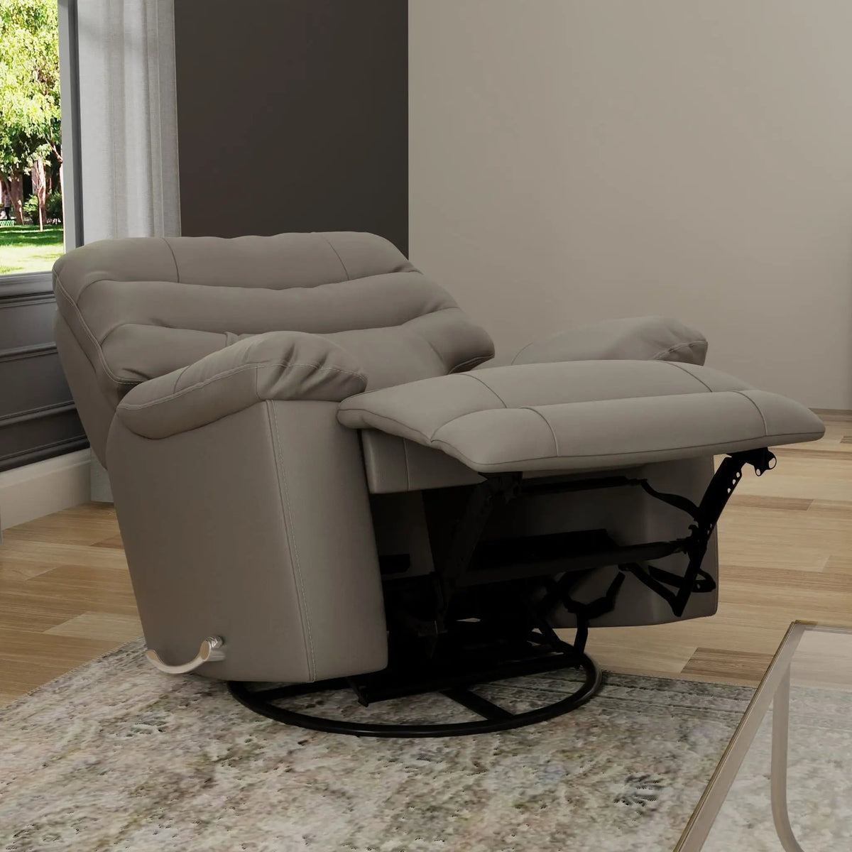 Oslo Antelope Swivel Glider Recliner | Manual Footrest | 360 Degree Swivel Base | No-Sag Suspension