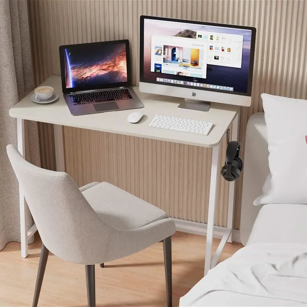 Folding Desk 31.5 Inch Oak Wood Small Space Computer Table from PriceLows™