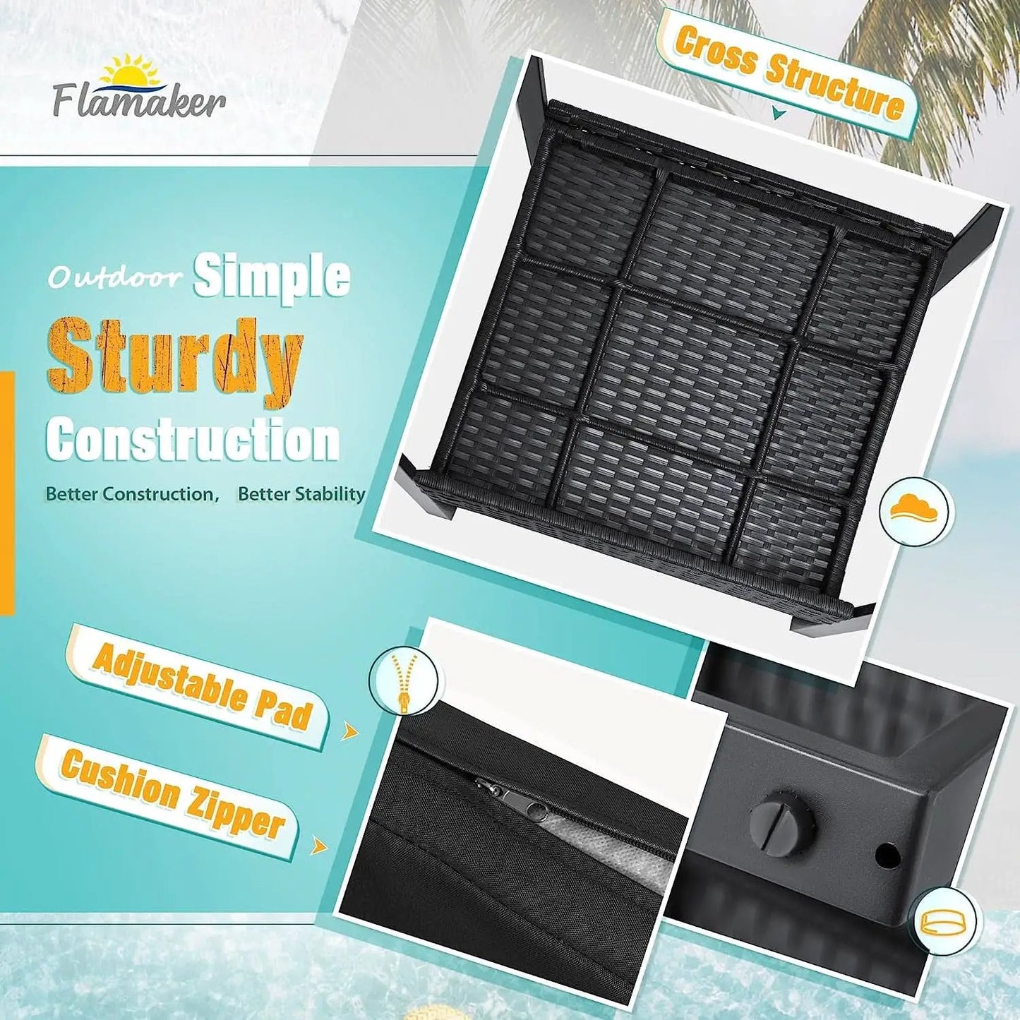 Black Cushioned Outdoor All Weather Patio Conversation Set from PriceLows™