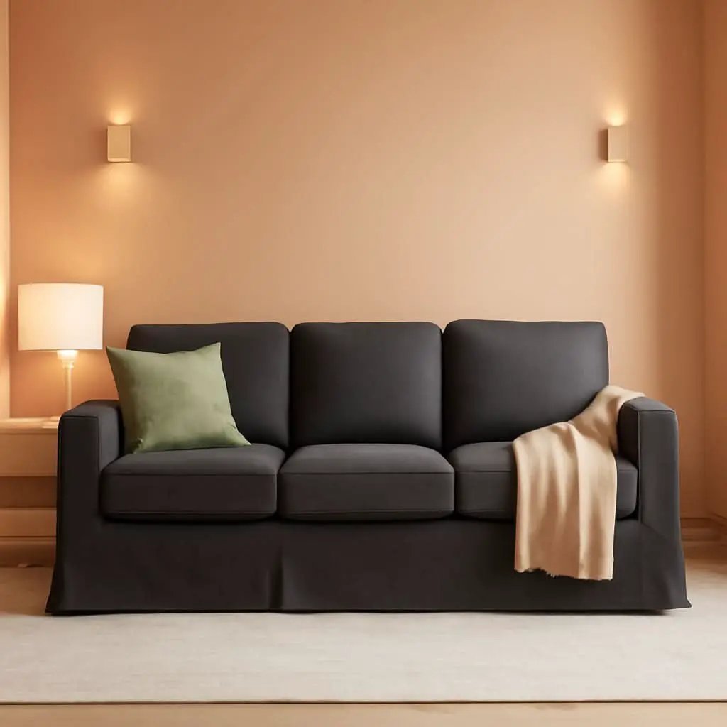 89 Inch Slipcovered Linen Grey Sofa 3 Seater Couch from PriceLows™
