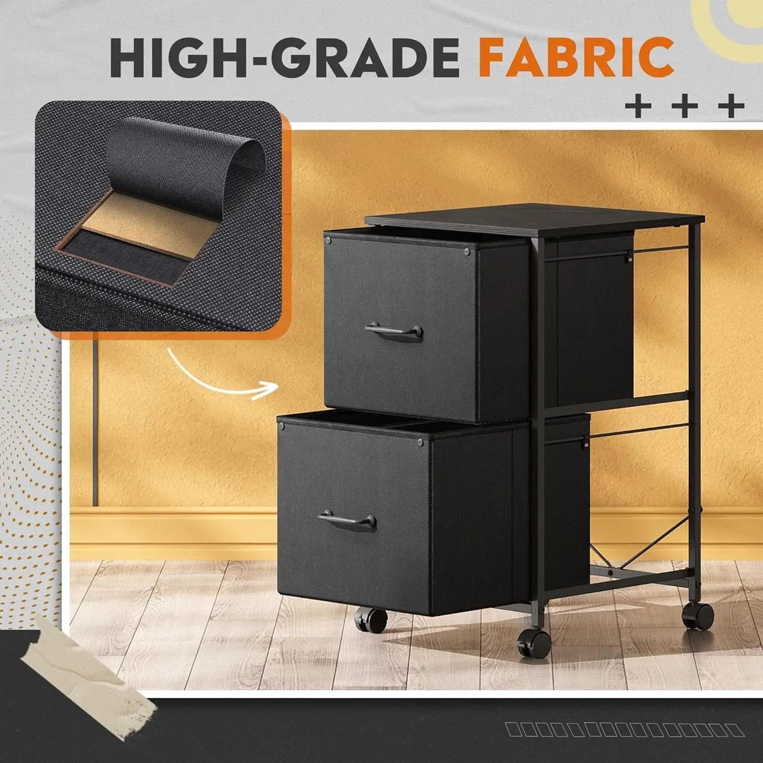 2 Drawer Mobile File Cabinet And Rolling Printer Stand Black Fits A4 Or Letter Size Home Office from PriceLows™