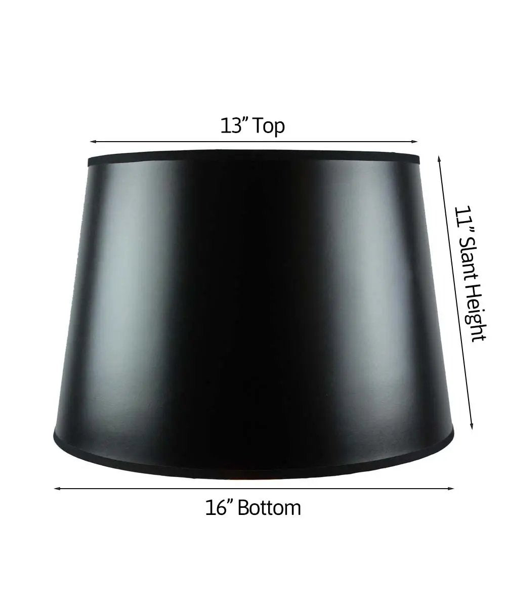 Floor Lampshade | 16 Inch W X 11 Inch H | Black Hardback Parchment | Gold Lined
