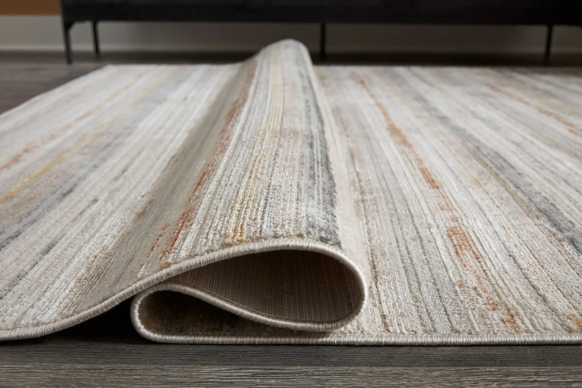 Artney Area Rug | 94.63 x 119.88 Inch | Striped Design | Neutral Color Palette