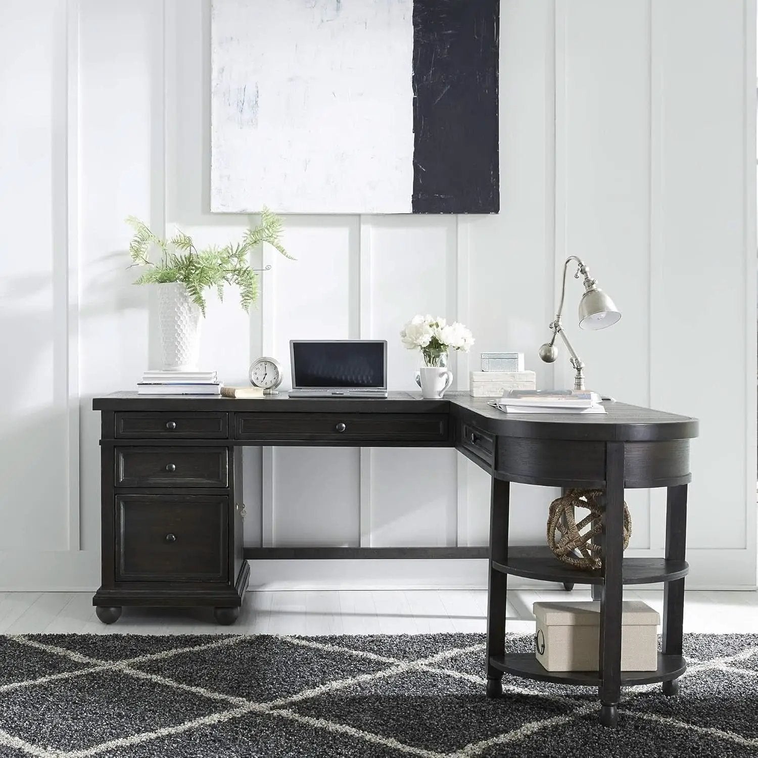 L Shaped Workstation With Integrated Charging Ports from PriceLows™