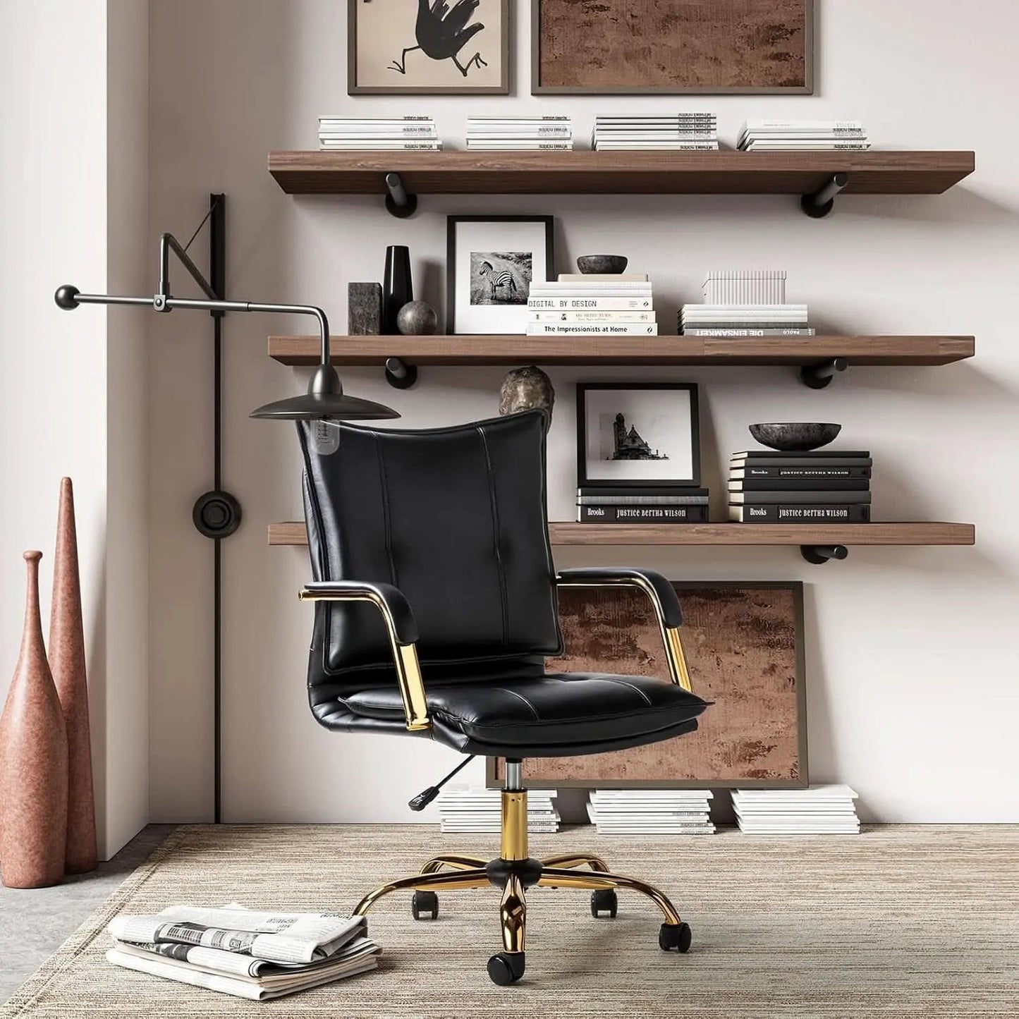 Black Office Desk Chair With Adjustable Height Elegant from PriceLows™