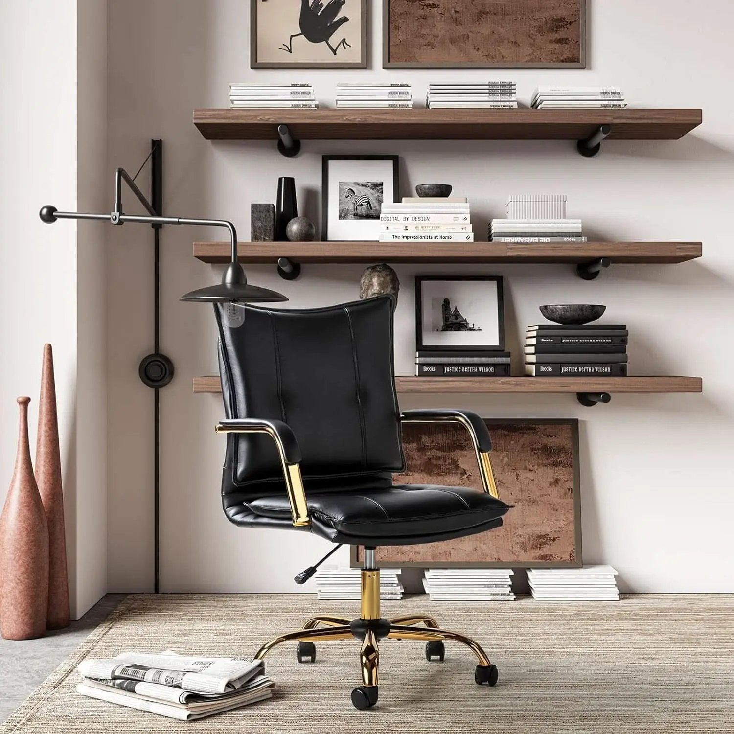 Black Office Desk Chair With Adjustable Height Elegant from PriceLows™