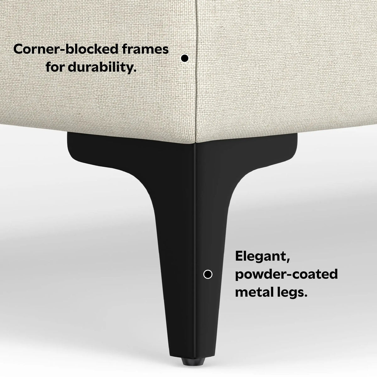Ava Mid Century Ottoman | Performance Fabric | 100% Recycled Material | 36 Inch Width