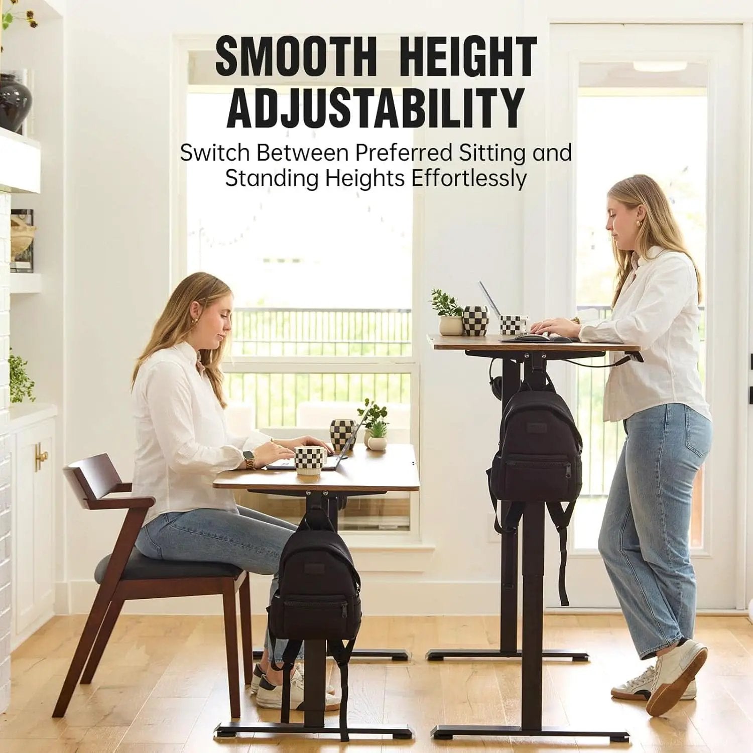 47.2 Inch Electric Standing Desk Wood Desktop Brown from PriceLows™