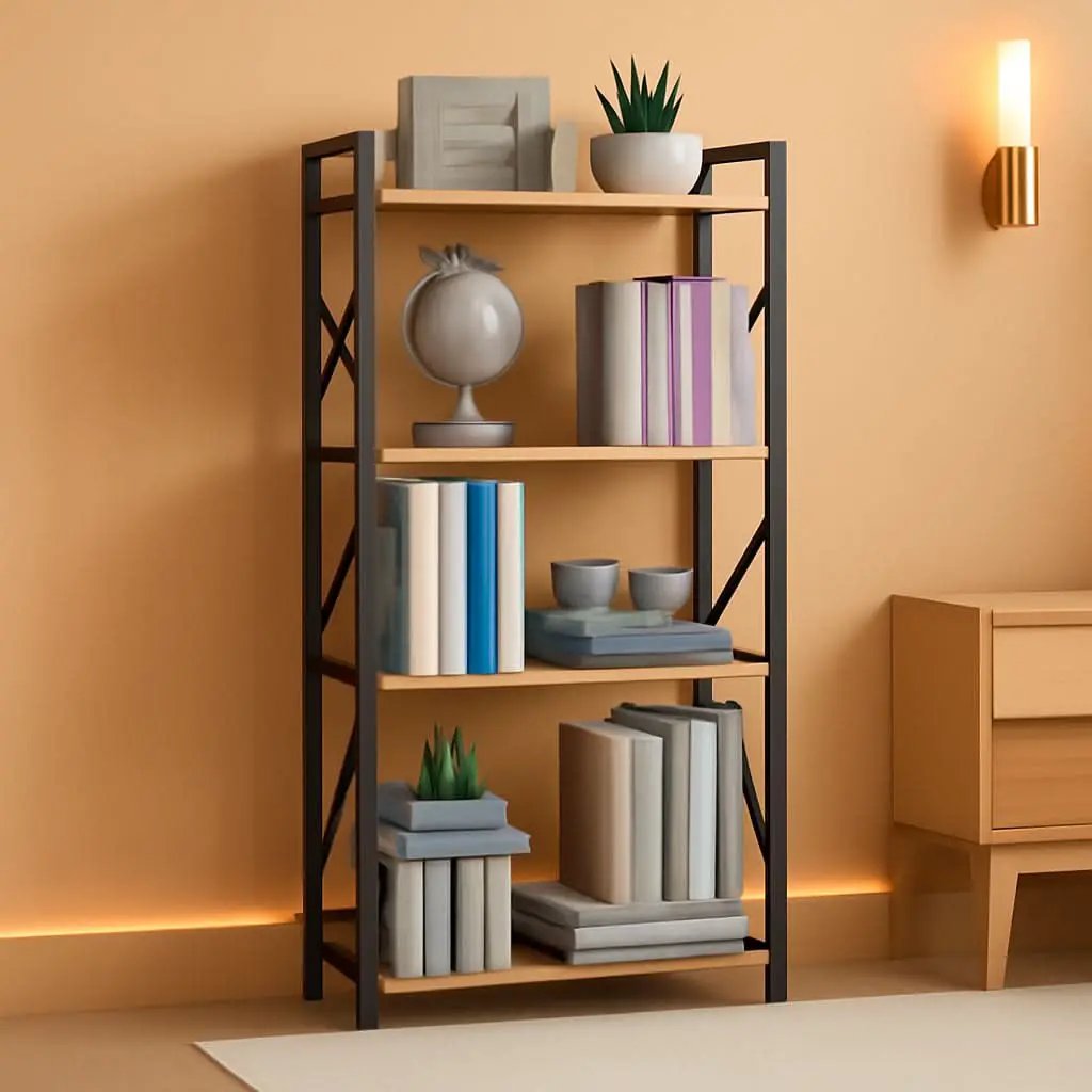 Industrial 5-Tier Bookshelf With Metal Frame 52-Inch Brown from PriceLows™