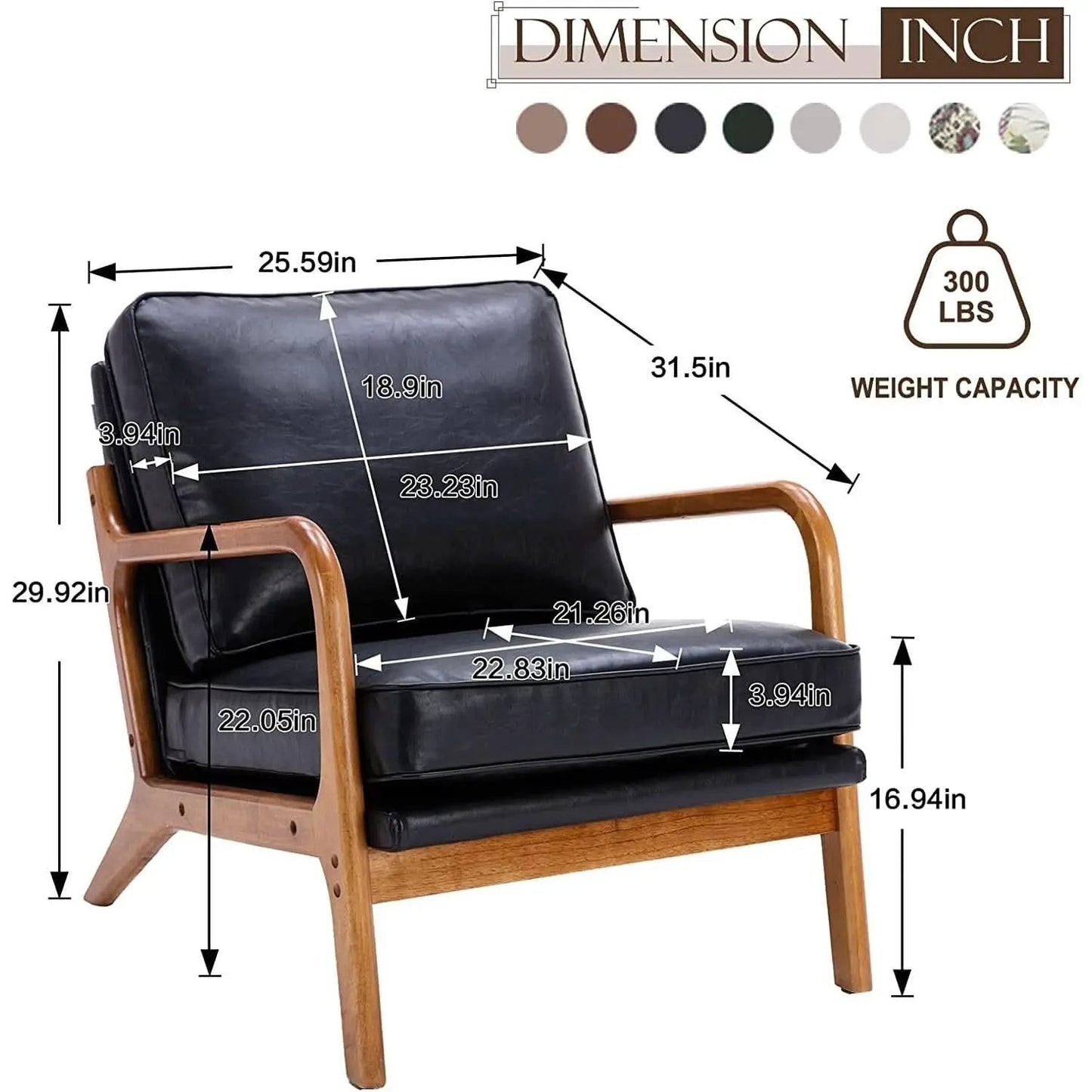 Modern Black Accent Chair With Thick Cushioned Seat from PriceLows™