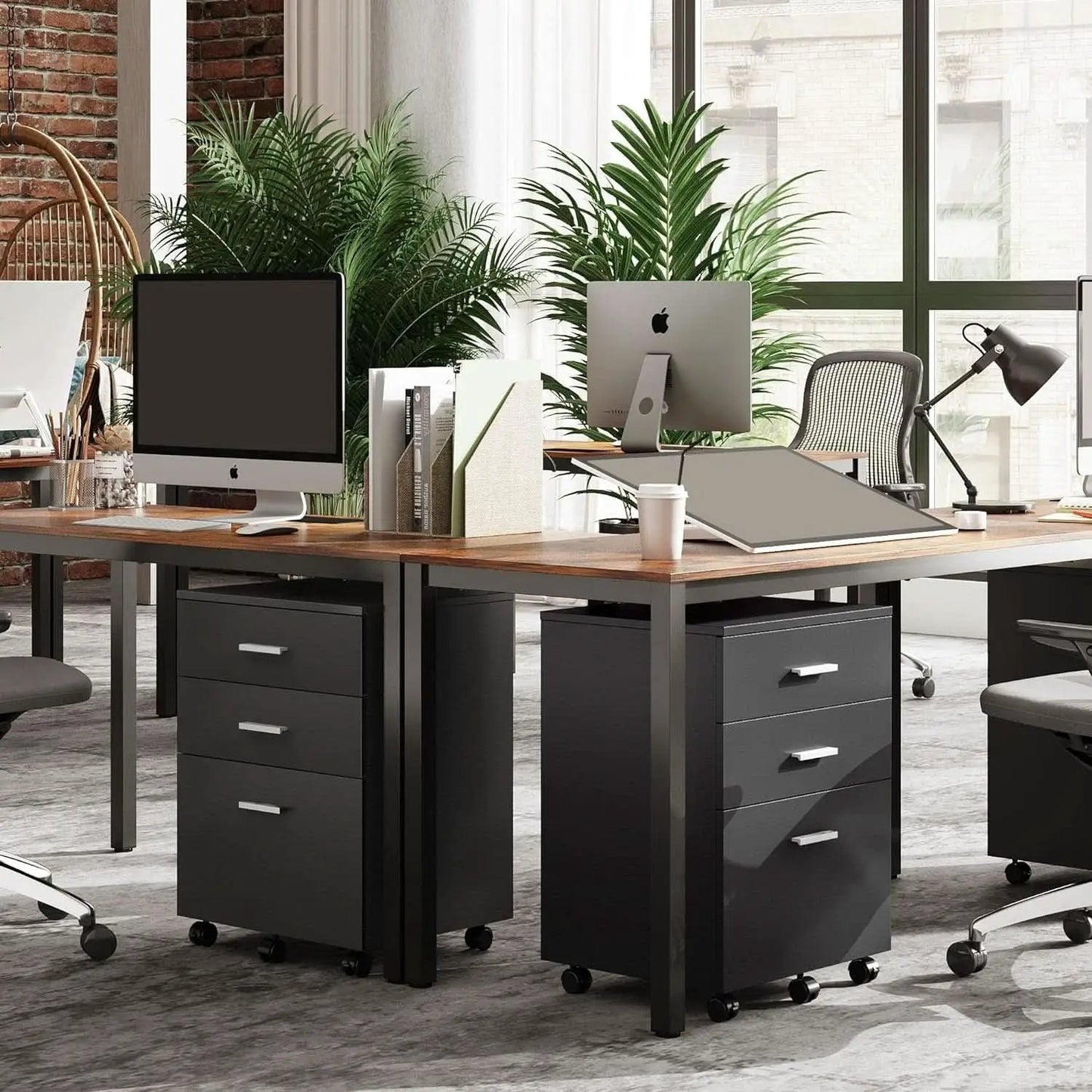 3 Drawer Wood File Cabinet Black For Letter A4 Size Home Office Storage Organizer from PriceLows™
