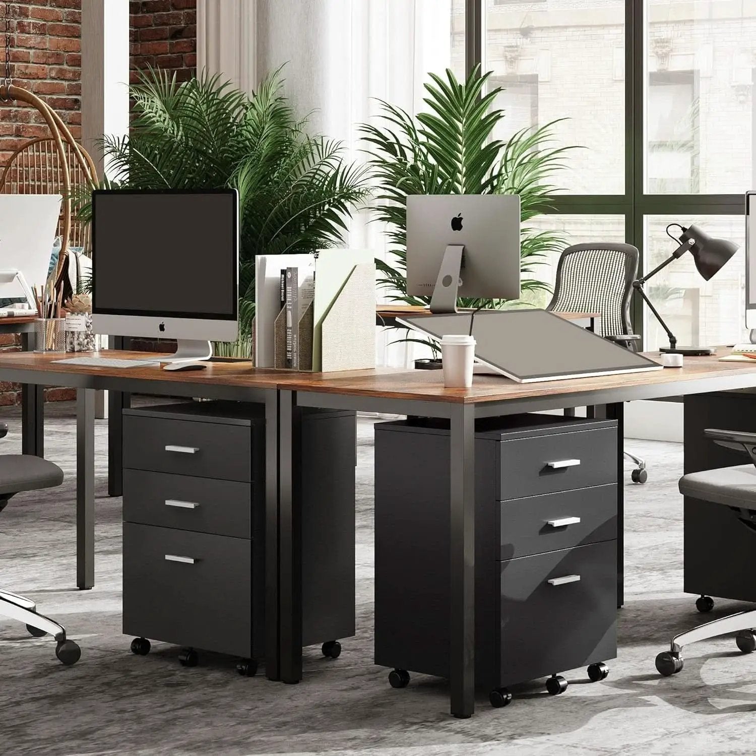 3 Drawer Wood File Cabinet Black For Letter A4 Size Home Office Storage Organizer from PriceLows™
