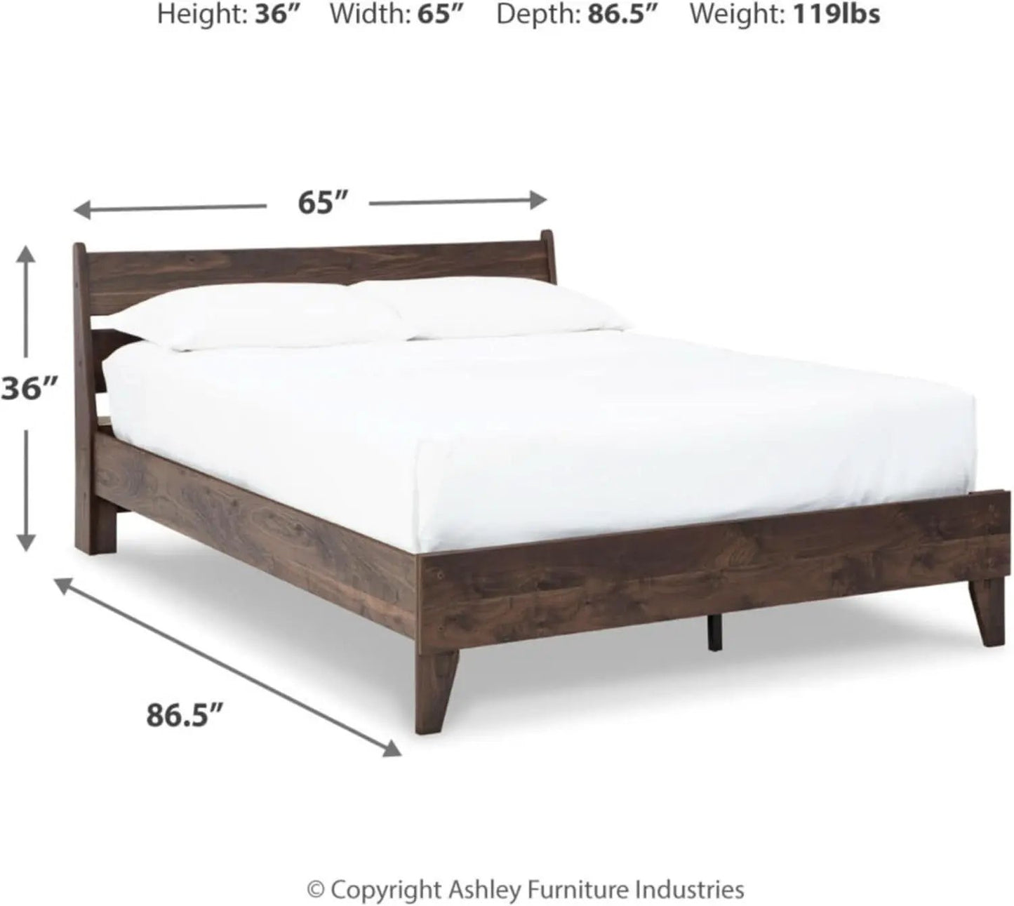 Queen Panel Platform Bed Dark Brown Walnut Storage from PriceLows™