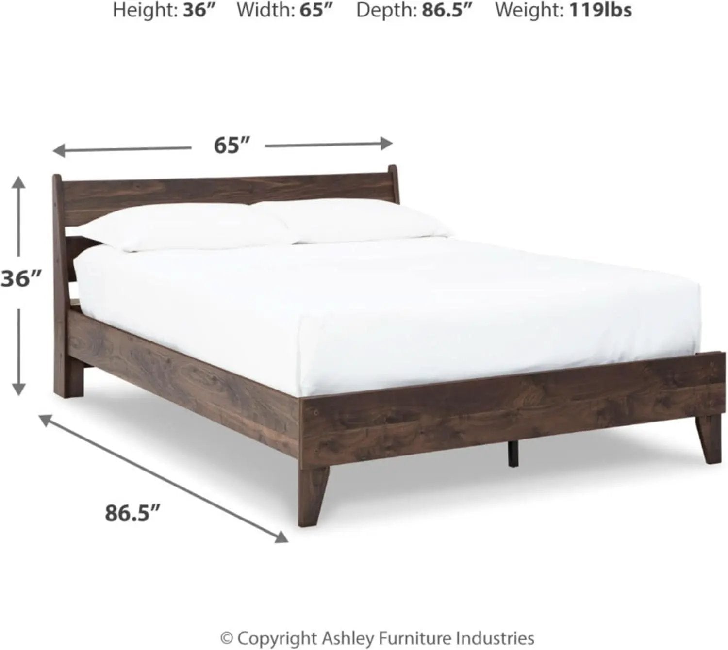 Queen Panel Platform Bed Dark Brown Walnut Storage from PriceLows™