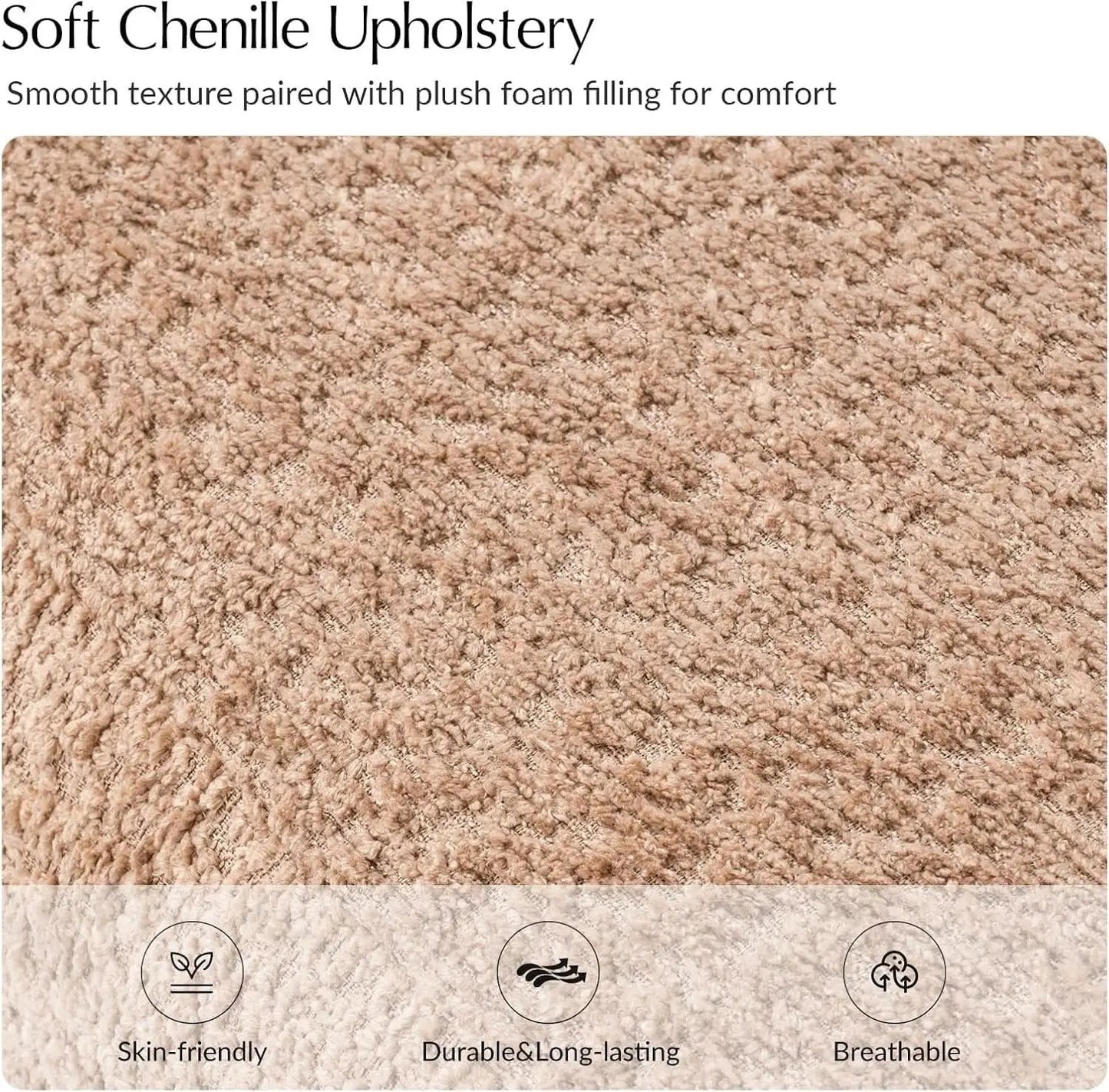 Forty Inch Super Soft Chenille Ottoman Coffee Table Sand from PriceLows™