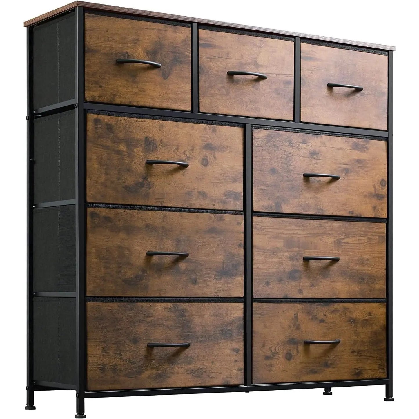 Dark Grey Chest Of Drawers With Wood Top For Bedroom Storage from PriceLows™