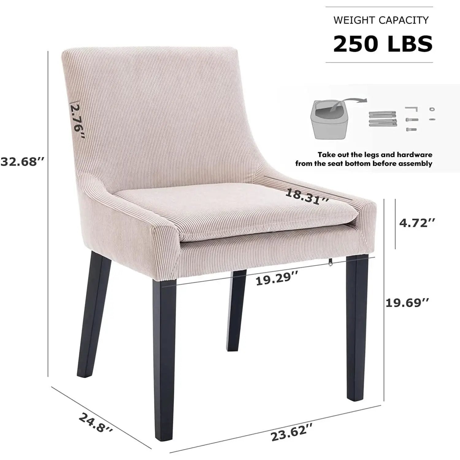 Corduroy Upholstered Dining Chairs With Wood Legs Set Of 6 from PriceLows™