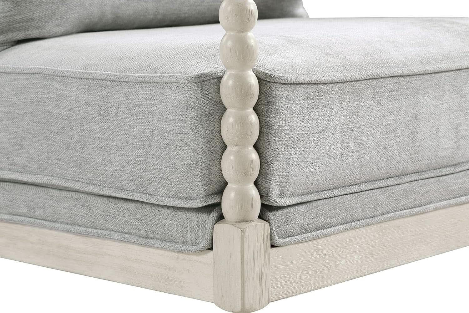 Spindle Accent Chair Smoke Grey Textured Upholstery from PriceLows™