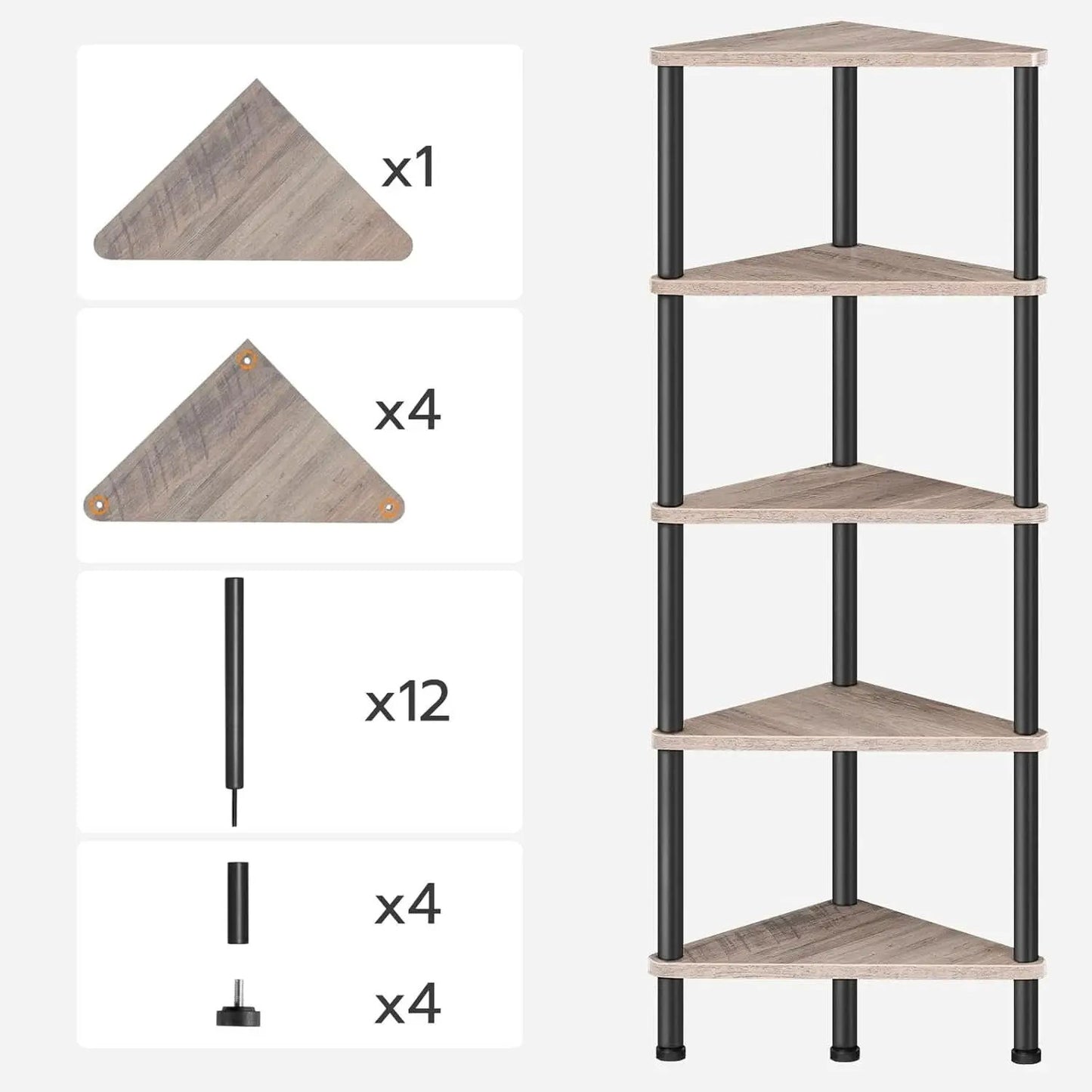 Industrial 5 Tier Corner Shelf Stand With Metal Frame from PriceLows™