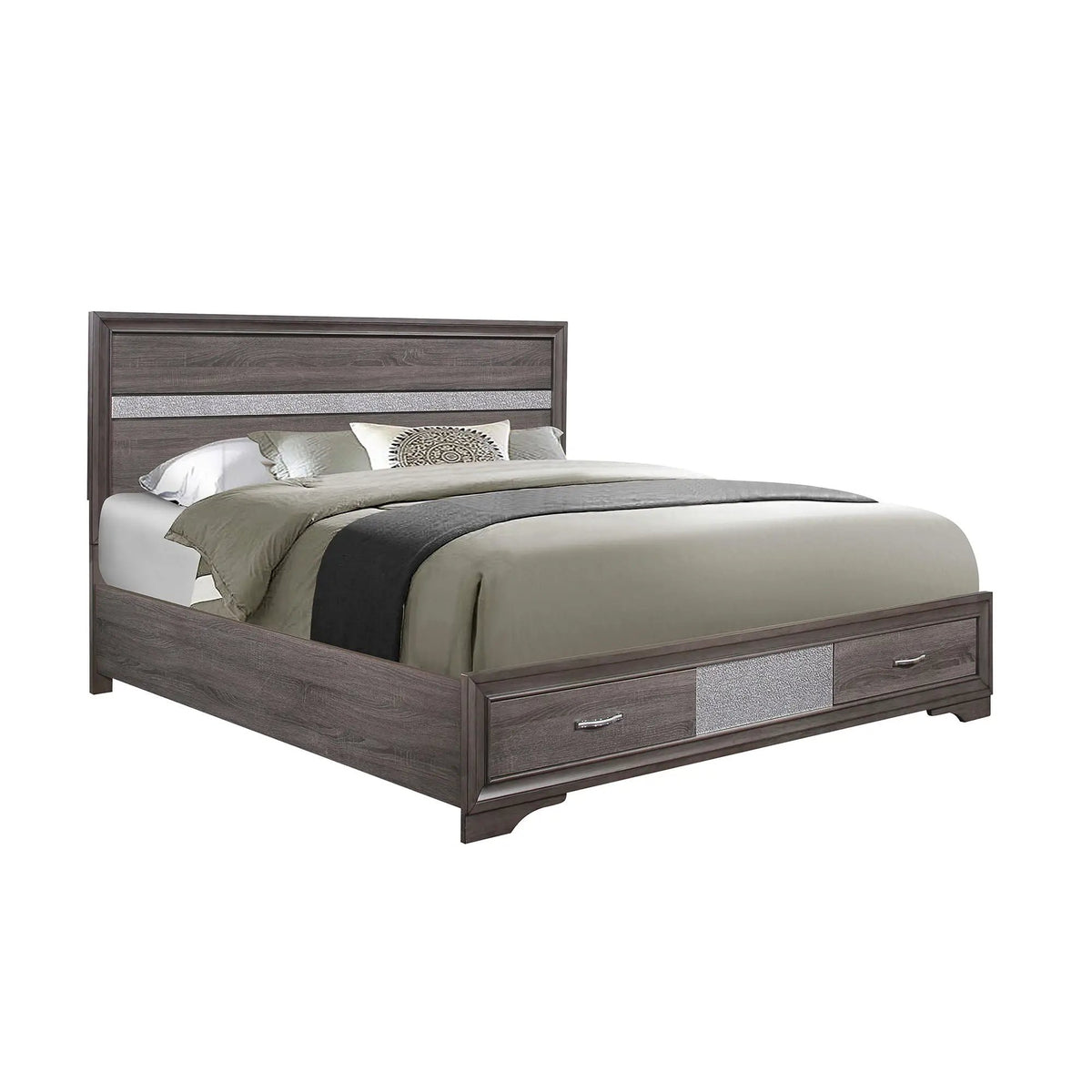 Ryder Storage Bed | Sparkle Finish | Panel Headboard | Footboard Drawers