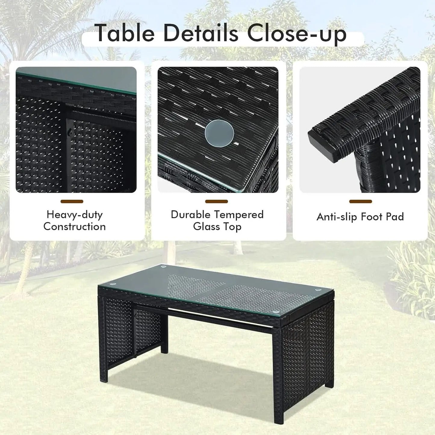 Rattan Outdoor Patio Furniture Set 4 Piece White Cushions from PriceLows™