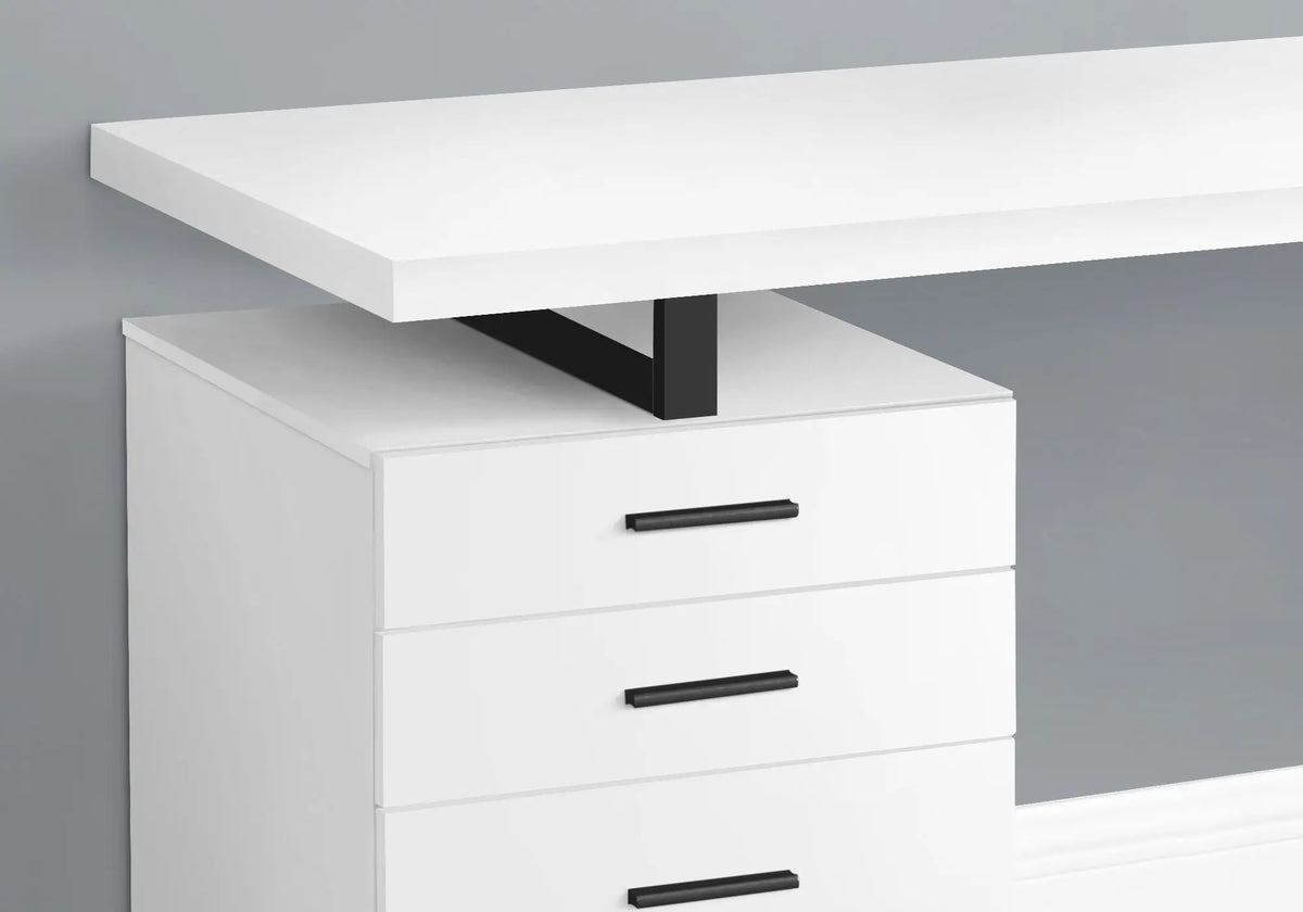48 Inch Reversible Computer Desk | Laminate Finish | U-Shaped Metal Legs | Ample Storage Drawers