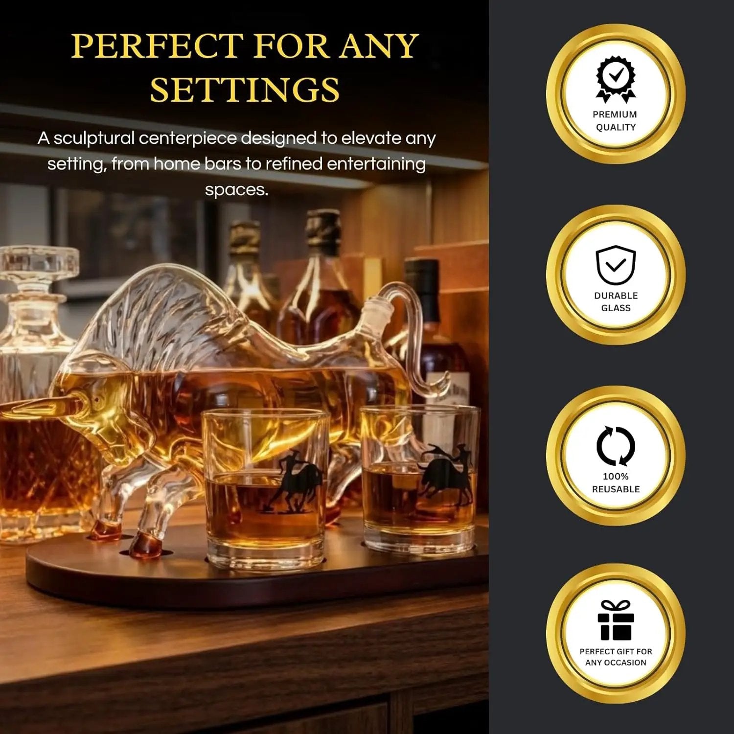 Western Cowboy & El Matador Bull Whiskey Decanter Set from PriceLows™