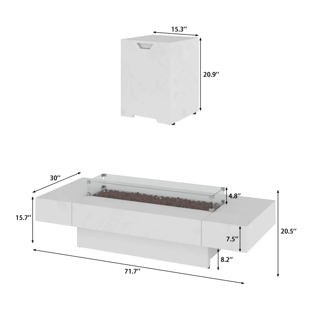 71-Inch Outdoor 60K BTU Fire Pit Table With Wind Guard | 71 Inch | Outdoor Living Use | Outdoor Living