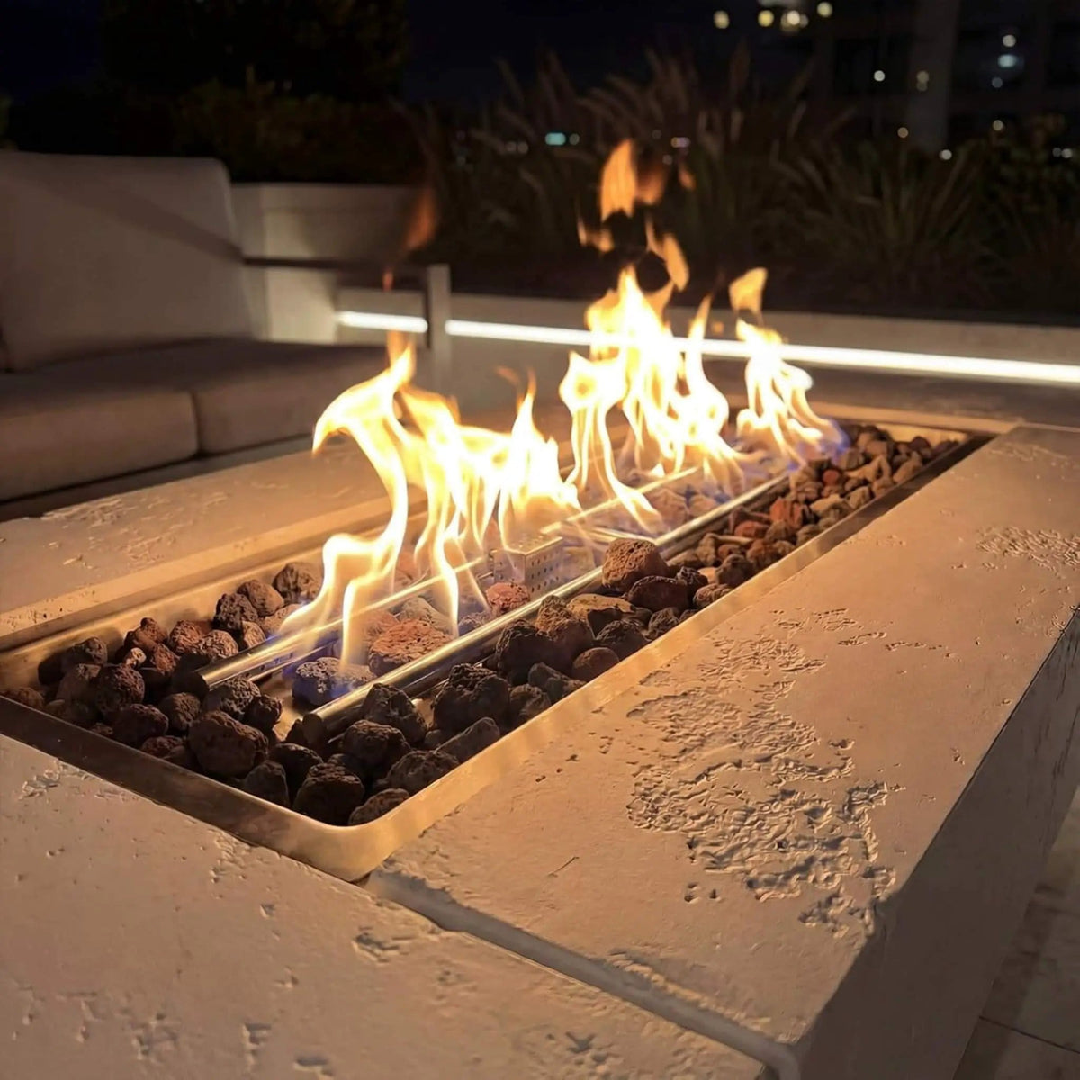 71-Inch Outdoor 60K BTU Fire Pit Table With Wind Guard | 71 Inch | Outdoor Living Use | Outdoor Living