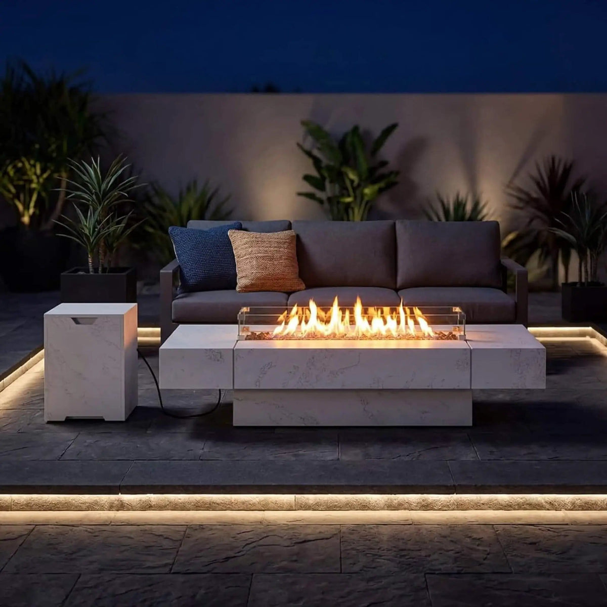 71-Inch Outdoor 60K BTU Fire Pit Table With Wind Guard | 71 Inch | Outdoor Living Use | Outdoor Living