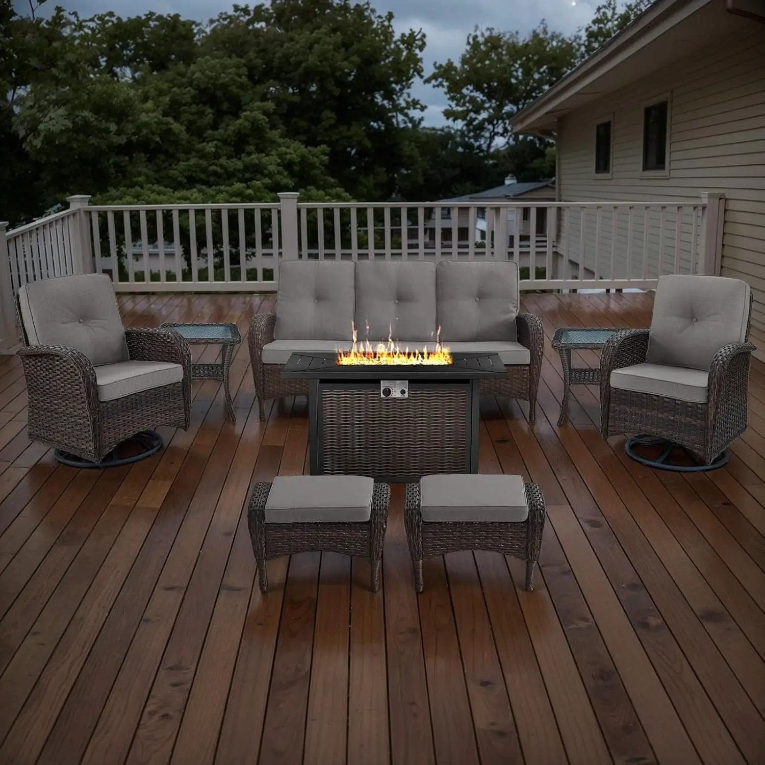 8 Piece Patio Furniture Set With 50000 BTU Fire Pit from PriceLows™