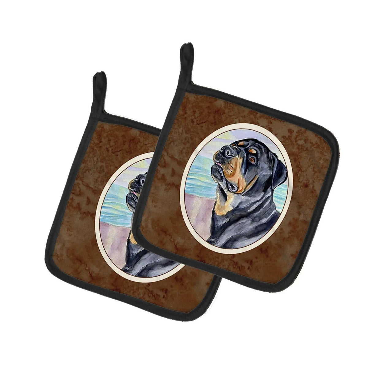 Pot Holder Set of 2 | Heat Resistant Quilted Hot Pads | 7.5 x 7.5 Inch | Rottweiler (Style 7)