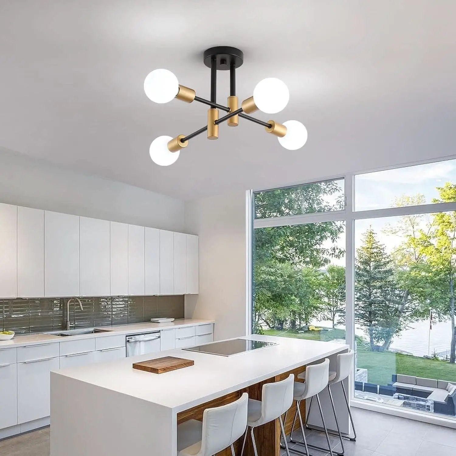 Black Gold Sputnik Chandelier Ceiling Light Modern from PriceLows™