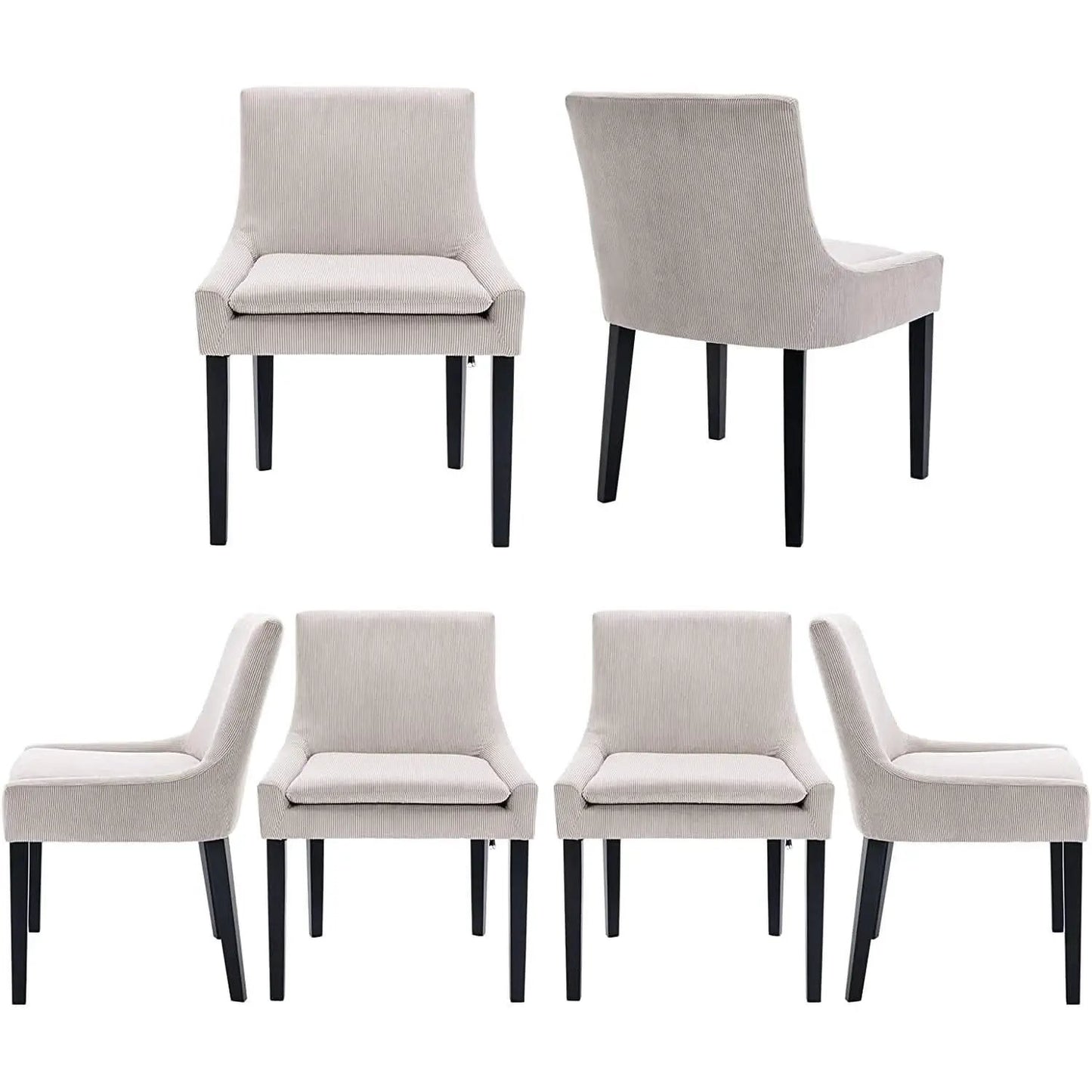 Corduroy Upholstered Dining Chairs With Wood Legs Set Of 6 from PriceLows™