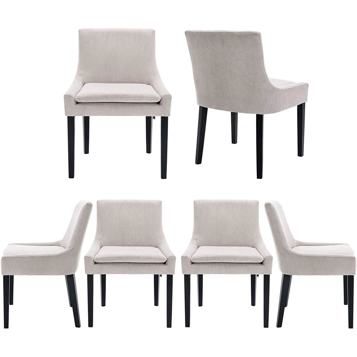 Corduroy Upholstered Dining Chairs With Wood Legs Set Of 6 from PriceLows™