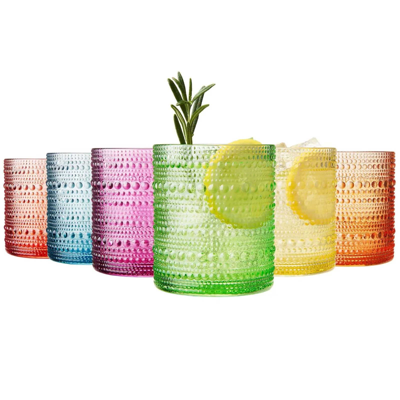 Vibes Hobnail glassware set of 6 Summer colors from PriceLows™