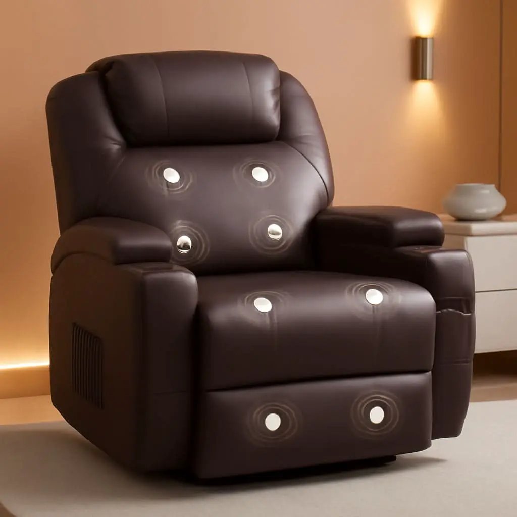 Dark Brown 360 Degree Swivel Recliner Chair With Massage from PriceLows™