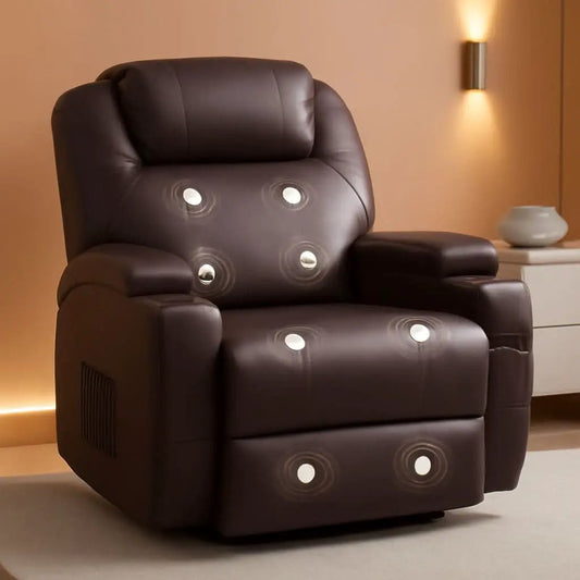 Dark Brown 360 Degree Swivel Recliner Chair With Massage from PriceLows™