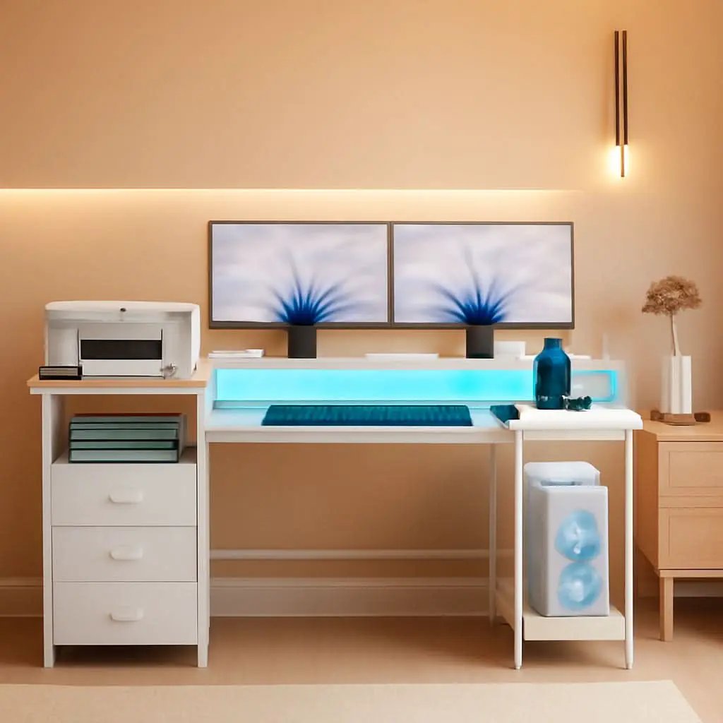 White 60 Inch Computer Desk For Home Office Modern from PriceLows™