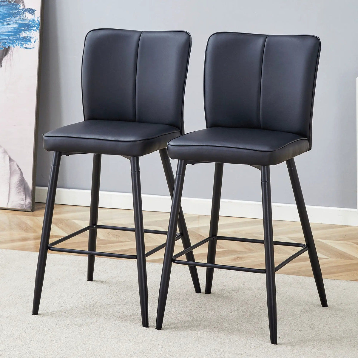 Modern Style Chair With Sleek Backrest Design (Set of 2) | 17.3 x 17.3 x 39.7 in | Metal | Dining Room