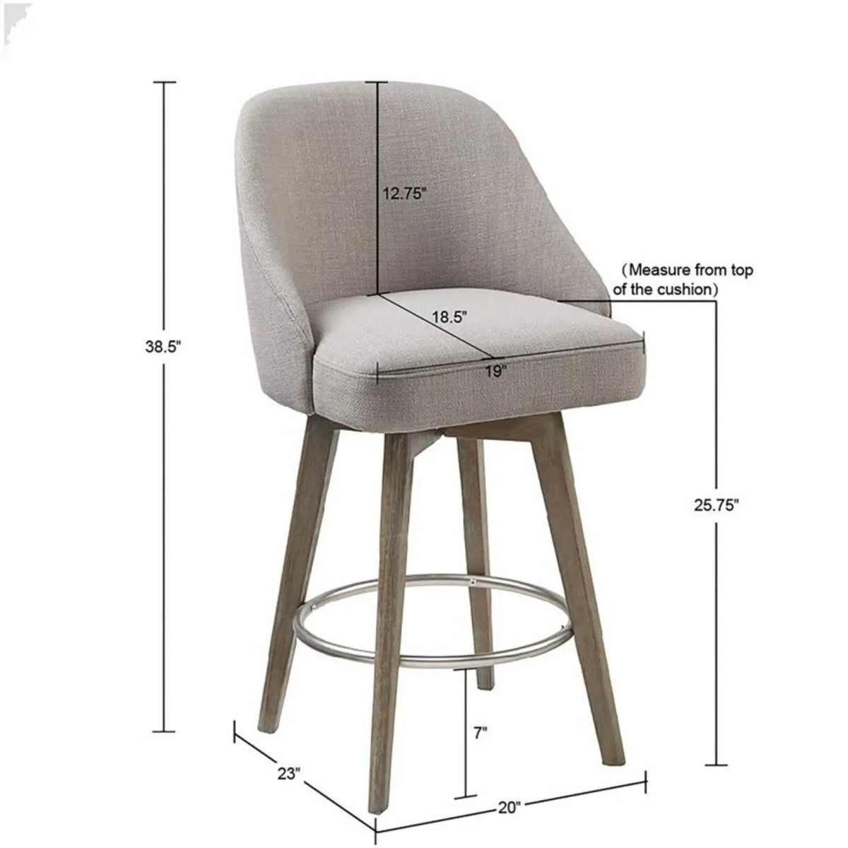 Counter Stool With Swivel Seat Counter Height (24"-27") | 2 Pieces | Solid Wood & Fabric | Home