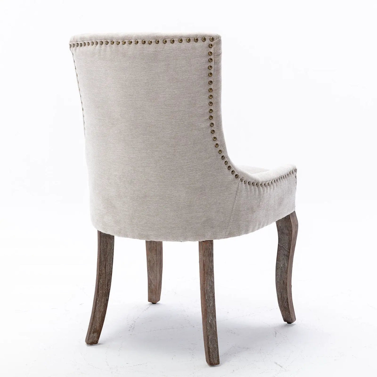 Ultra Nail Head Dining Chairs | Set Of 2 | Neutral Solid Wood Legs | Soft Fabric