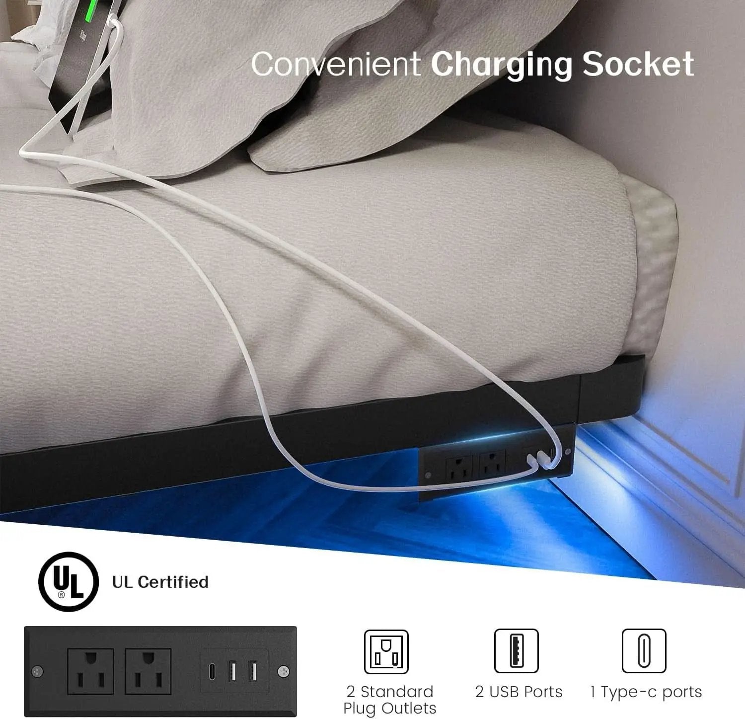 King Size Floating Bed Frame With Integrated LED Lighting from PriceLows™