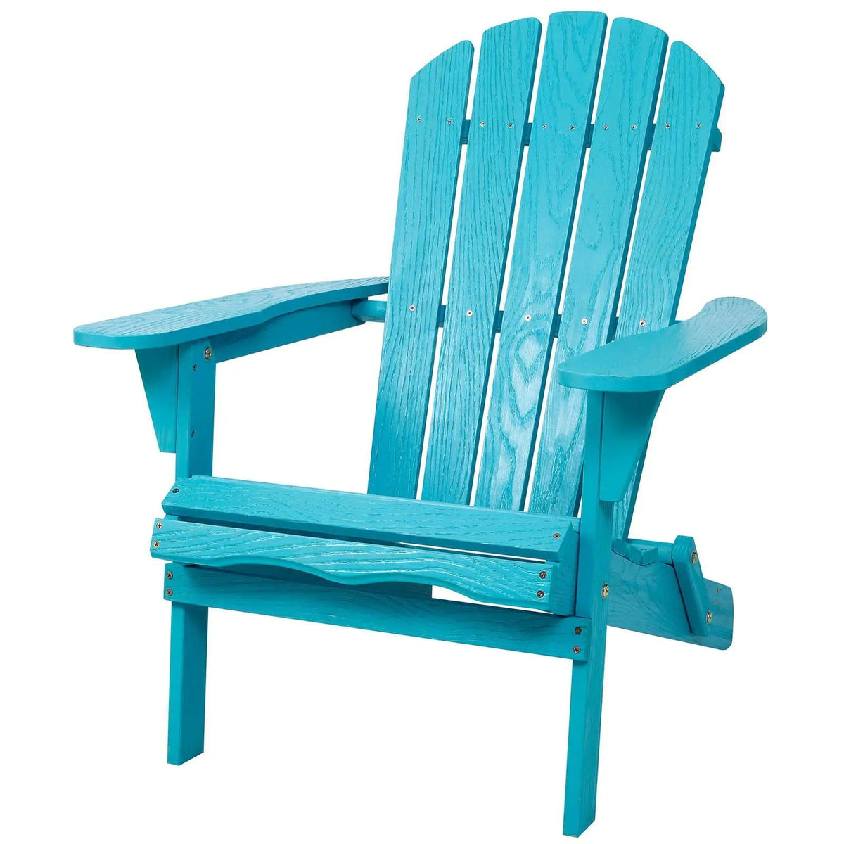 Outdoor Folding Adirondack Chair Patio With Natural Grain Texture Turquoise | 31 x 28 x 36 in | Solid Wood & Hemlock | Blue