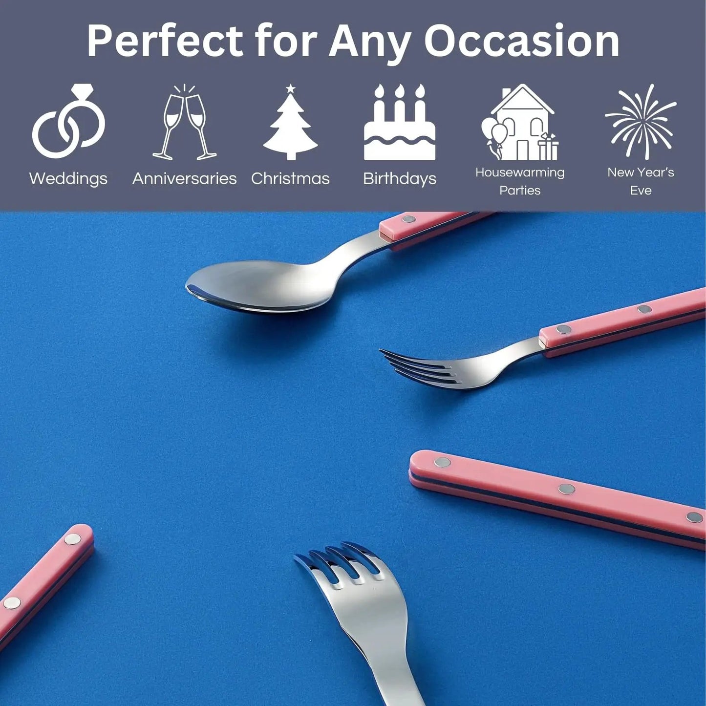 Khen Pink Cutlery Set of 20 –18/8 Stainless Steel Flatware from PriceLows™