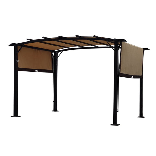 Outdoor Patio Pergola Gazebo Steel Frame Sun Shelter With Retractable Canopy | 2 Pieces | Fabric & Steel | Outdoor Living