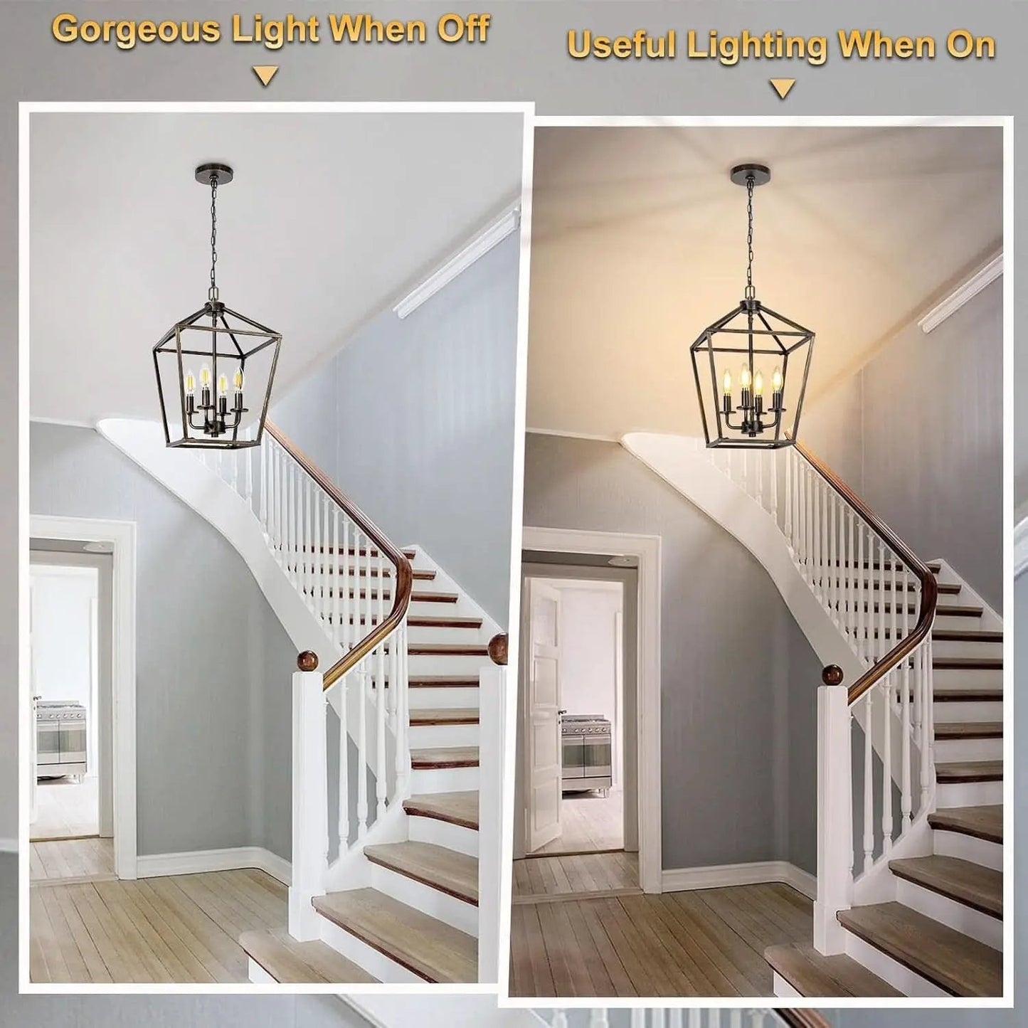 Industrial Black and Gold 4 Light Chandelier With Adjustable Chain from PriceLows™