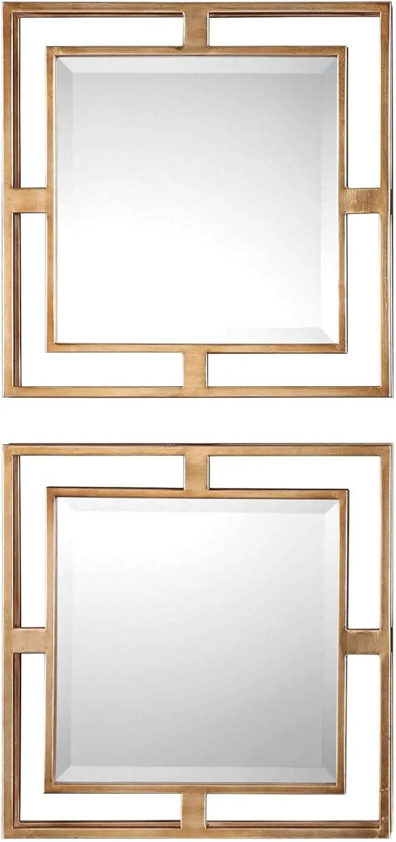 Allick 18 Inch Square Mirror Antiqued Gold Set Of 2 from PriceLows™
