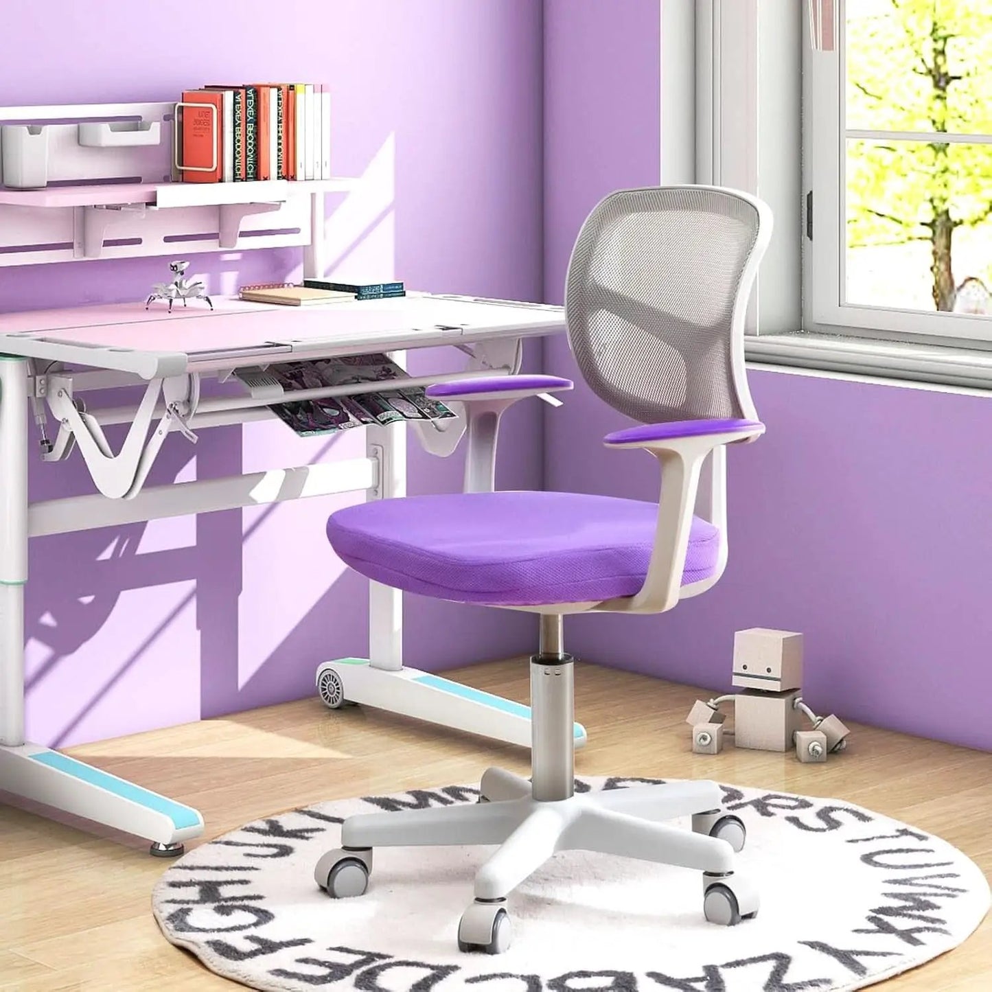 Kids Desk Chair Height Adjustable 16 To 21 Inches Violet from PriceLows™