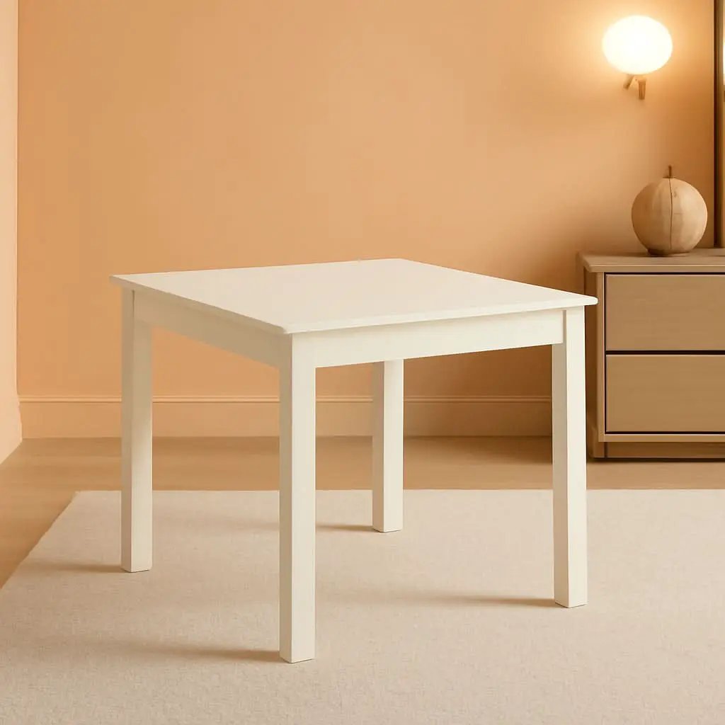 Mid Century Dining Table White Square Tabletop Solid from PriceLows™